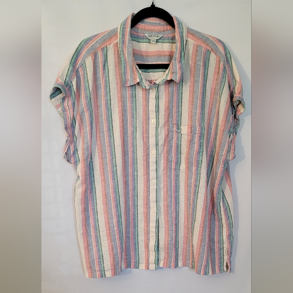 Orvis Multi Colored Short Sleeve Shirt Size XXL